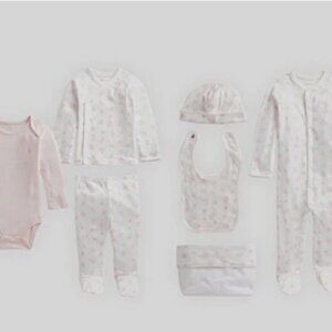 Ralph Lauren Organic Cotton 7 Piece Baby Pink Gift Set NB Orig. $150